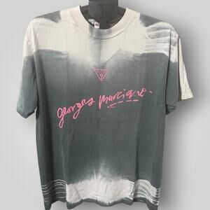 Vintage 1989 Guess Georges Marciano Single Stitch Tee Made USA Pink Script OSFA